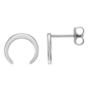 10mm x 9mm (3/8 Inch) 14k White Gold Small Crescent Post Earrings